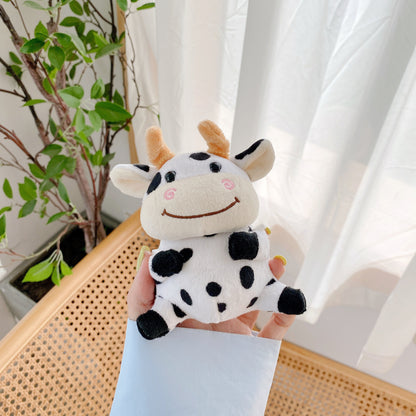 Cartoon Plush Cow Shaped Bluetooth Headphone Cover — side view