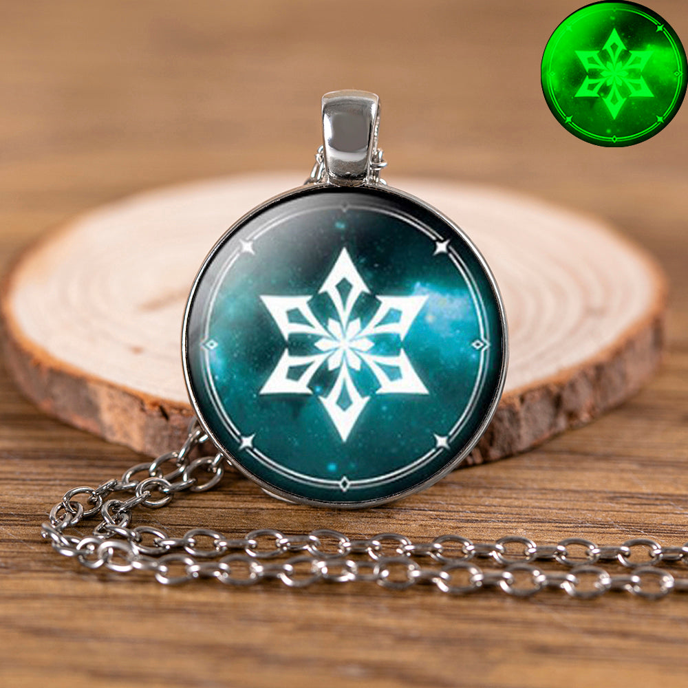 Genshin Impact Glow In The Dark Necklace Glass Pendant Luminous Necklaces — side view