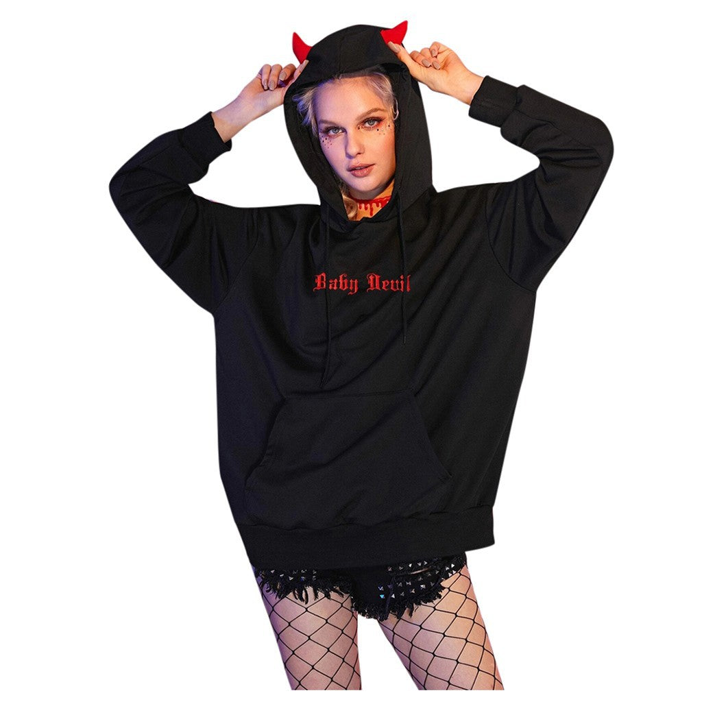 Diablo Three-Dimensional Horns Little Devil Plus Fleece Hooded Sweater — packaging