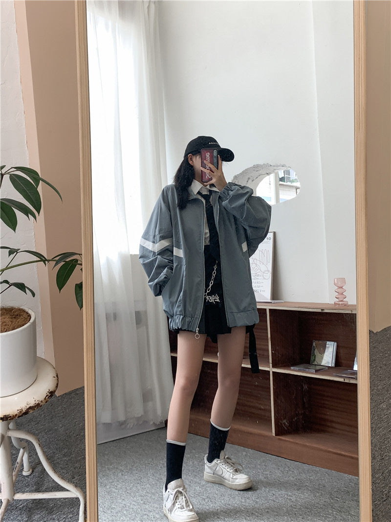 Fall Jacket Casual Loose Jacket Baseball Uniform — detail