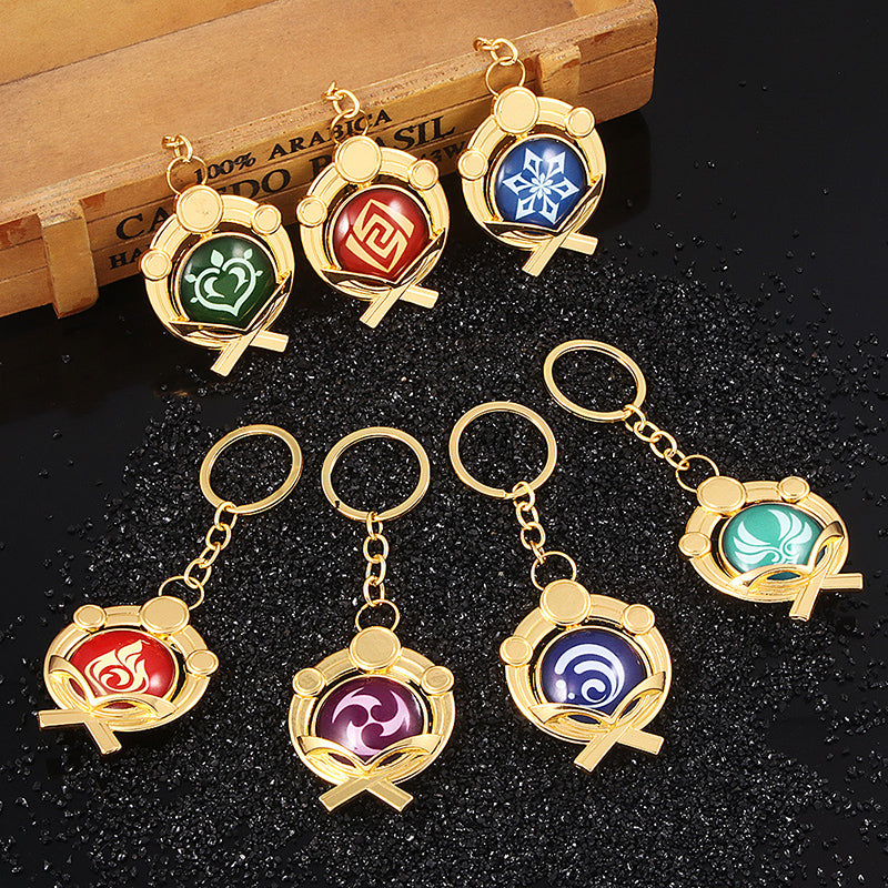 Genshin Impact Double-sided Glass Luminous Keychain — back view
