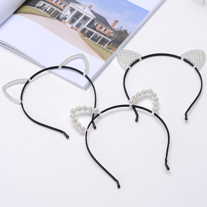 Cute Handmade Diamond Little Devil Cat Ear Headband — back view