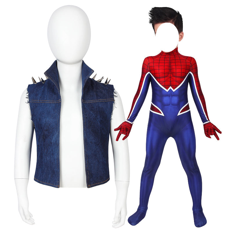 Spider-Man PS4 Spider-Punk Suit Kids Jumpsuit Cosplay Costumes — detail