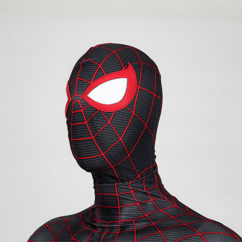Spider-Man 2 PS5 Miles Morales Black Jumpsuit Cosplay — detail