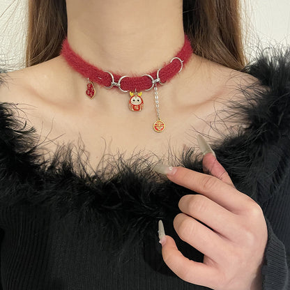 Dragon Red Plush Choker Necklace | Magic Stories