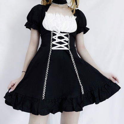 Puff Sleeve Dress Maid Outfit Girl Soft Girl