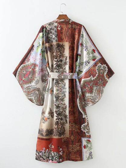 Fashion Ladies Printed Kimono Dress Outer Wear — detail