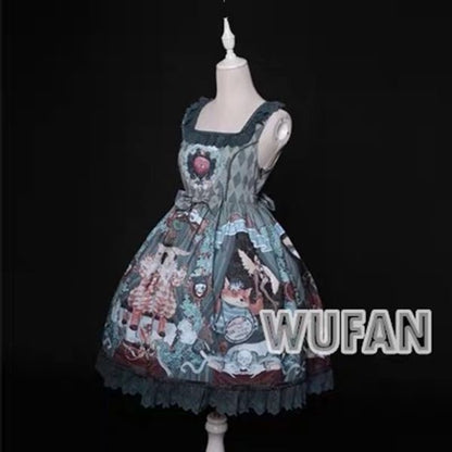 Amoi Deformity Show Lolita Retro Palace Lace Girl Op Lolita Dress — detail