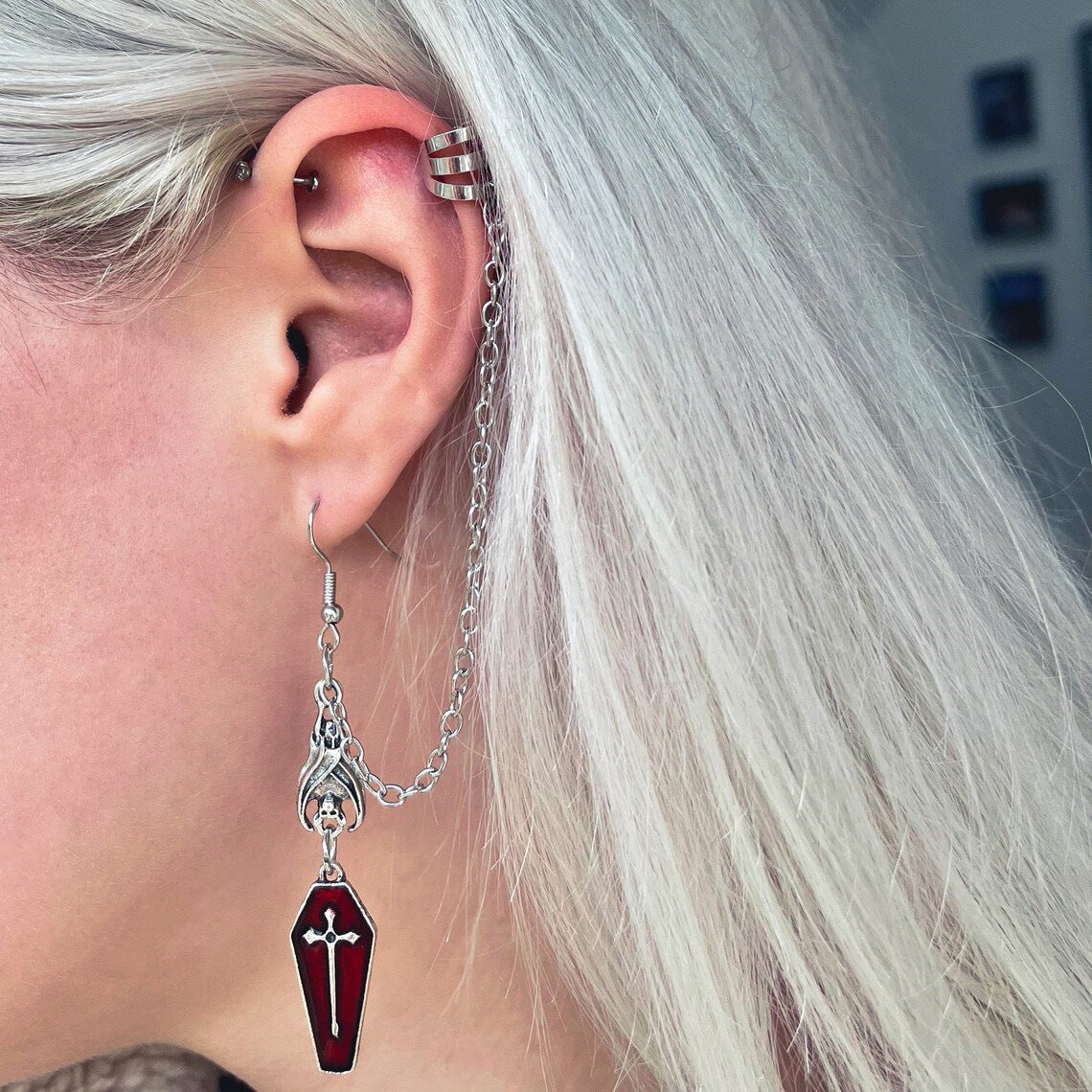 Gothic, Bat Cross Earrings | Magic Stories