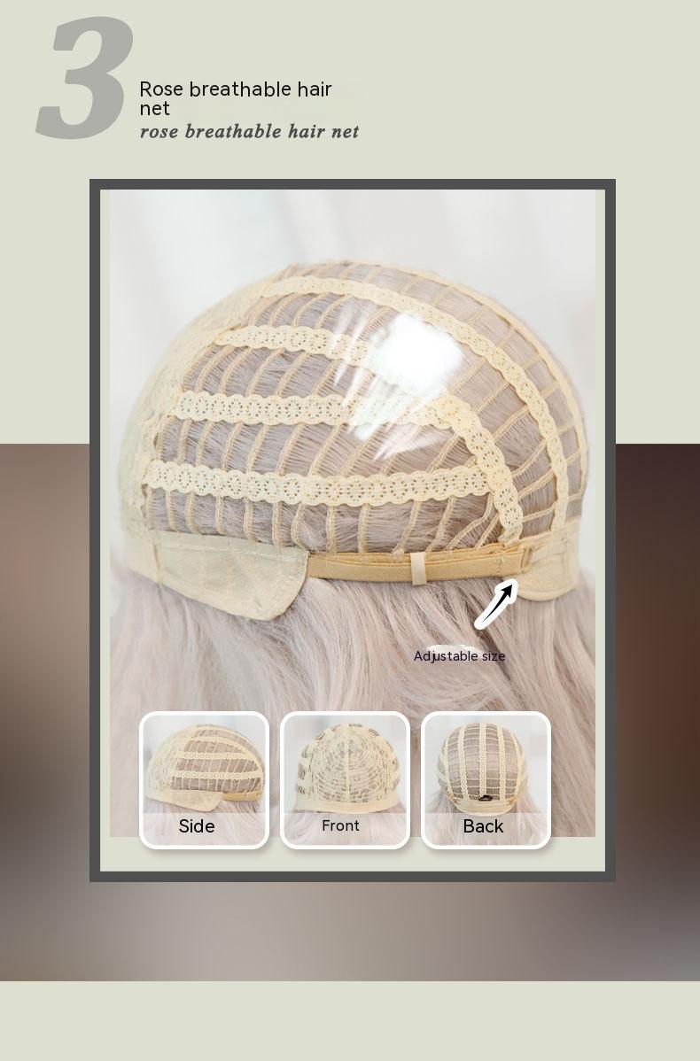 Silver Pink Curly Long Hair Full-head Wig Natural Realistic Fluffy Lolita Anime Cosplay — scale reference