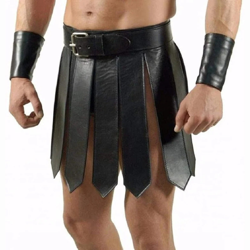 Men's Medieval Roman Skirt Samurai Cosplay Costume — back view