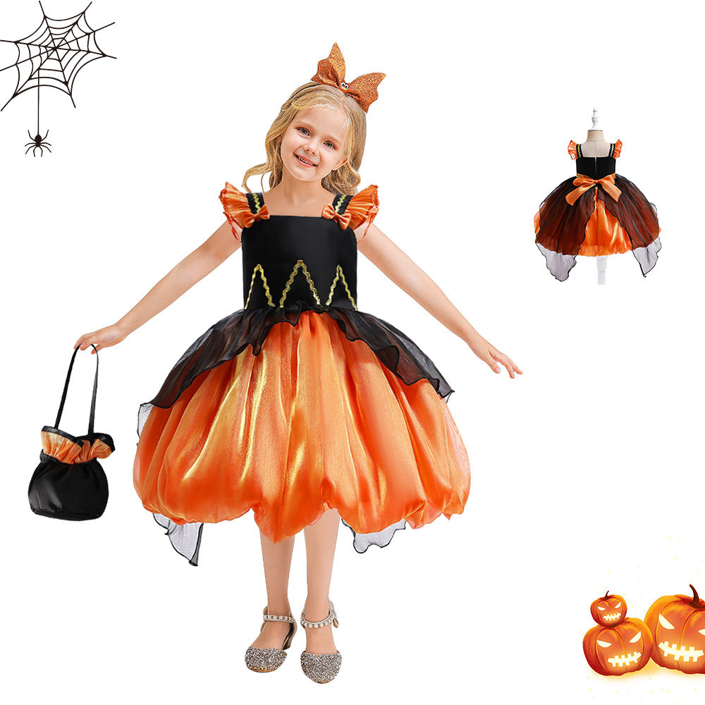 Halloween Witch Performance Costume Princess Dress — back view