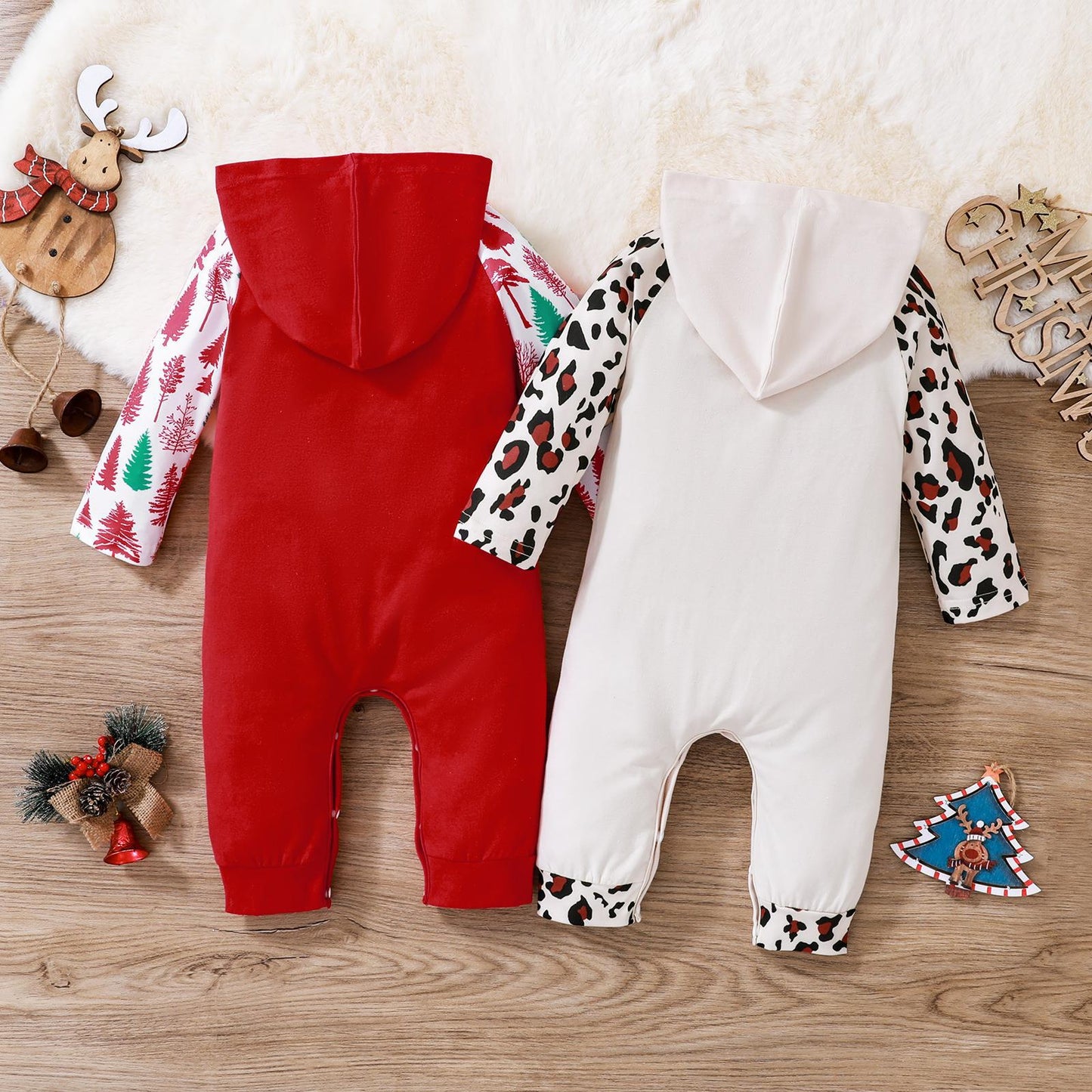 Children's Clothing Christmas New Long-sleeved Hooded One-piece Long Climbing Children's Clothing — back view