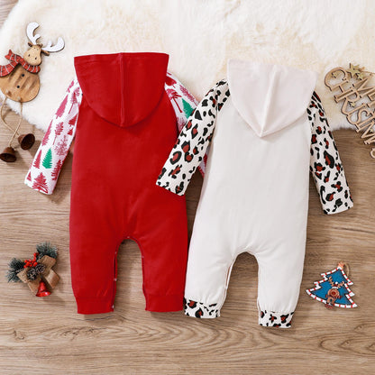 Children's Clothing Christmas New Long-sleeved Hooded One-piece Long Climbing Children's Clothing — back view