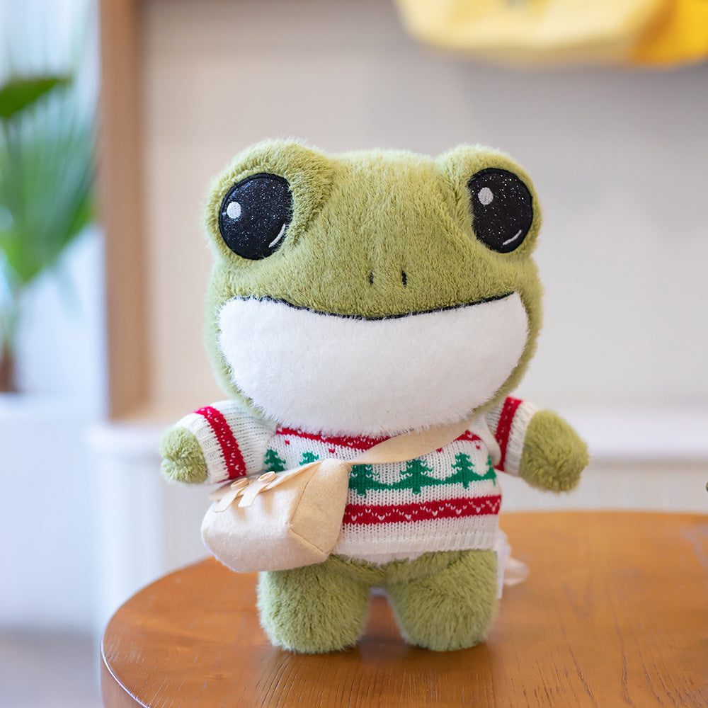 Cute Frog Doll Dressing Backpack Plush Toy — packaging