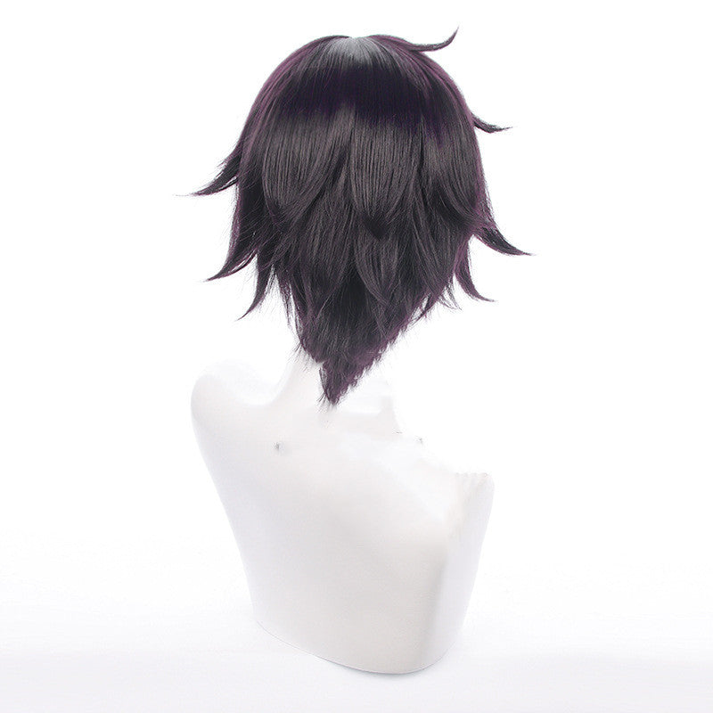 Men's Cosplay Wig Reverse Dark Purple Short Hair — side view