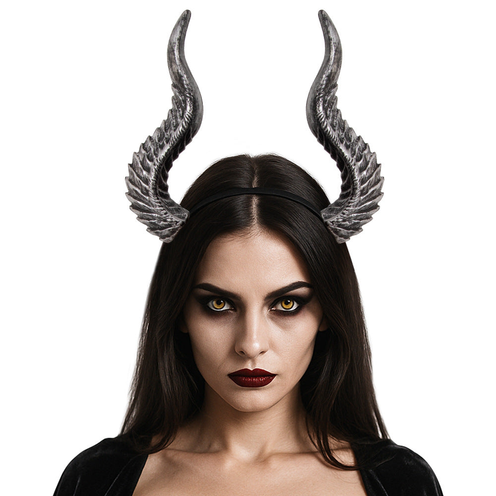 Cross-border New Halloween Festival Dress Up Devil Horn Headband DIY Assembly Cos Hair Accessories Props Can Be — back view