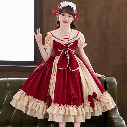 Girls Dress Pleated Bow Lolita Princess | Magic Stories
