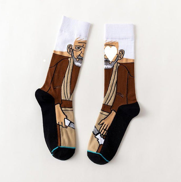 Star Wars Yoda & R2-D2 Cosplay Crew Socks - Novelty — back view
