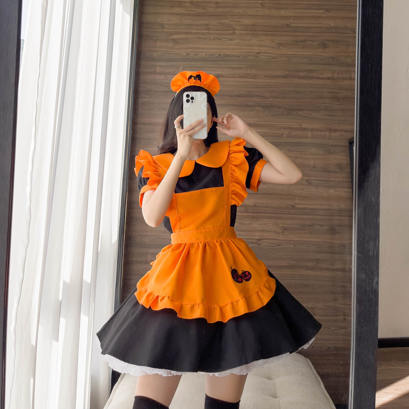 Halloween Embroidered Polyester Maid Outfit — in use