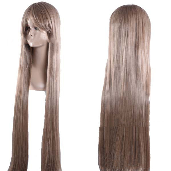 Anime wig, long straight hair — back view