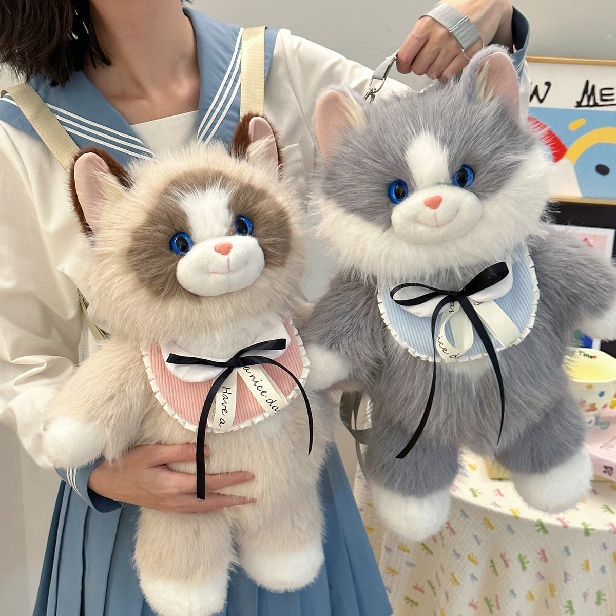 Cute Cat Backpack Plush Doll Bag | Magic Stories