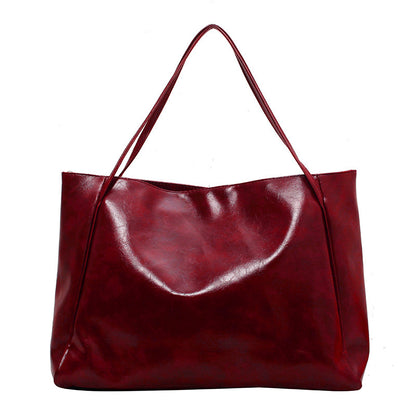 Vintage Women's Tote Bag Athletic Casual Fashion Large Capacity Leather Shoulder Bag Shopper Harajuku — scale reference