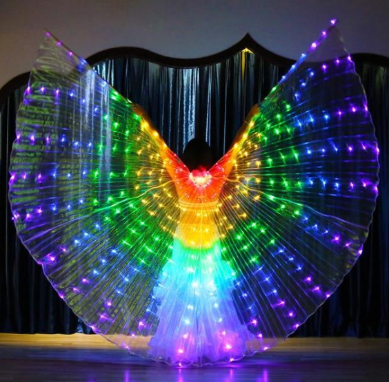 LED Butterfly Wings Halloween Stage Performance Props Women Dance Prop DJ LED Dance Wings Light Up Wing Costume — back view