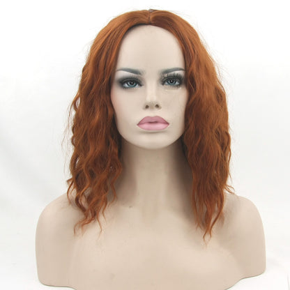 Black Short Curly Hair Cap, High Temperature Silk Short Hair Cosplay Wig Headgear — detail
