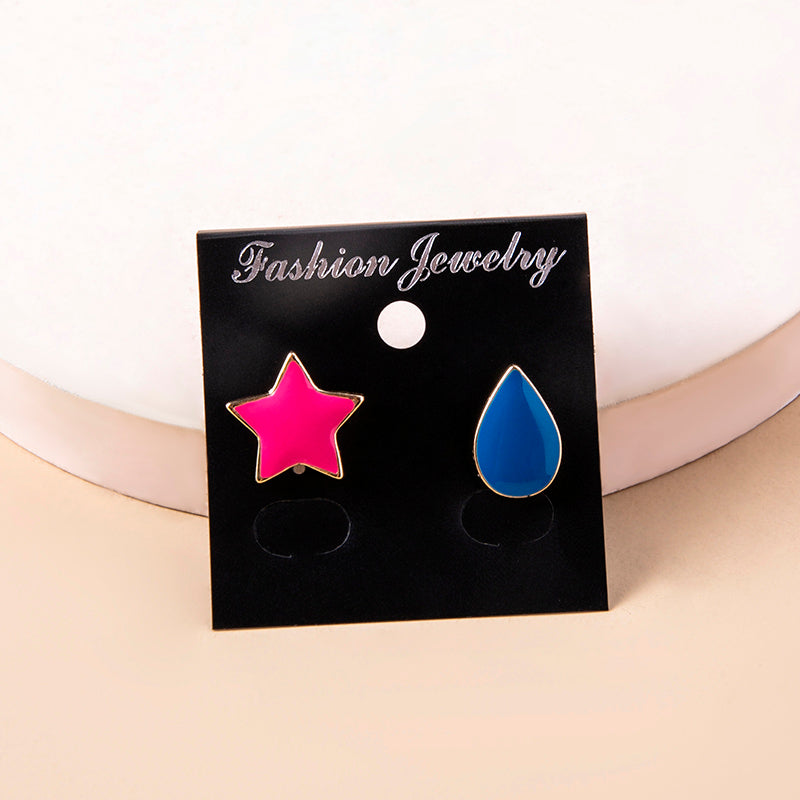 Cosplay Anime Hunter x Hunter Hisoka Earrings Enamel Teardrop Star Stud Earrings — side view