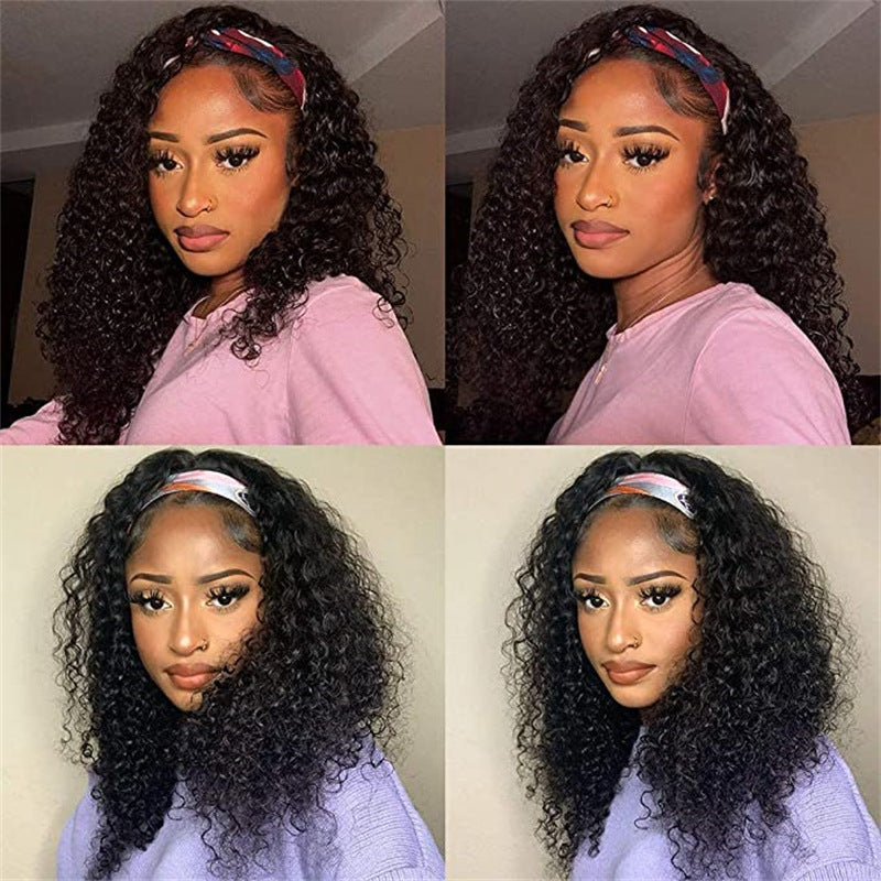 Black Small Curly Wig - Medium-Length Synthetic Hair