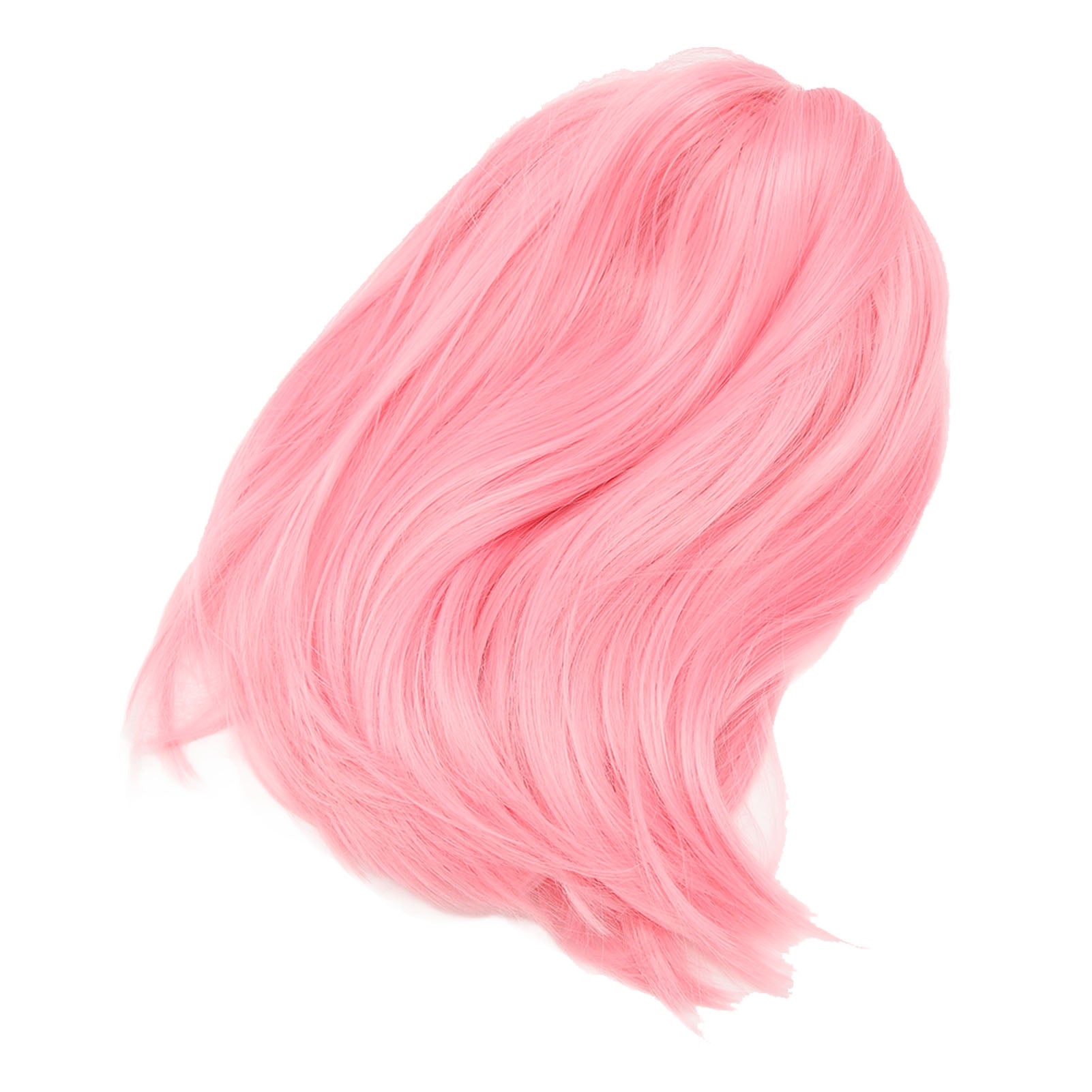 Short Pink Bob Wig Headgear Fluffy Short Straight Bob Wig With Bangs For Students — back view