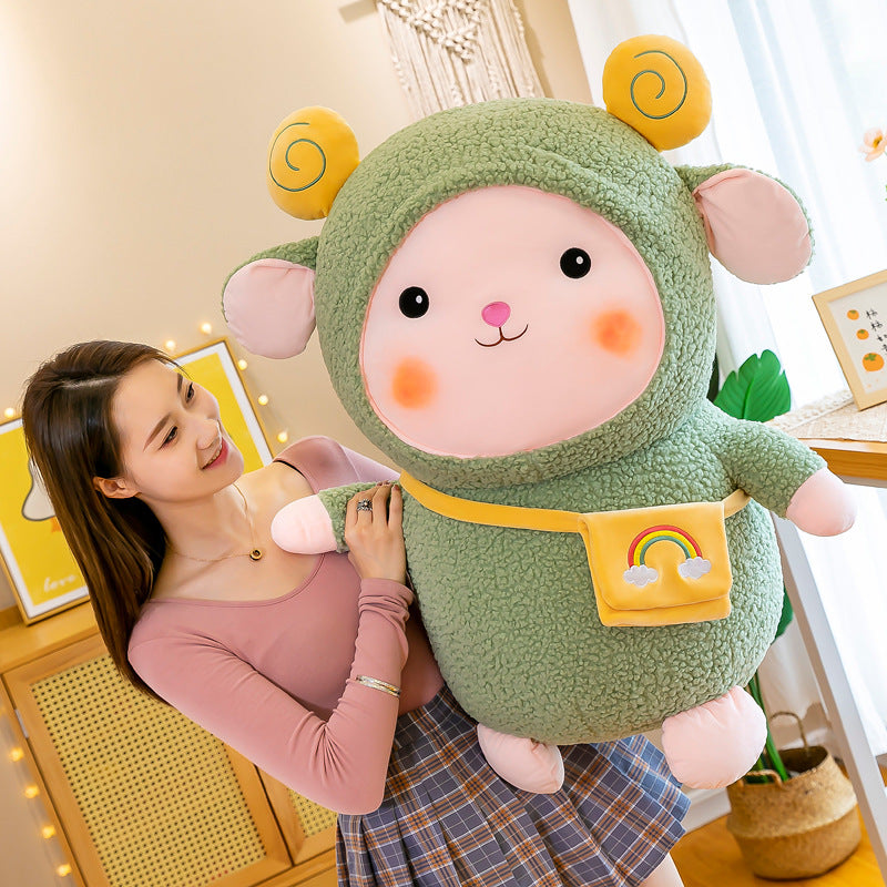 Backpack Lamb Doll Plush Toy — side view