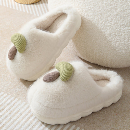 Cute Mushroom Cotton Slippers For Women Thick-soled Autumn And Winter Plush Slipper Indoor Non-slip Eva — side view