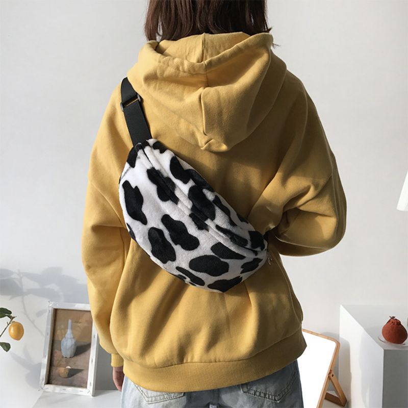 Cow plush all-match small chest bag | Magic Stories
