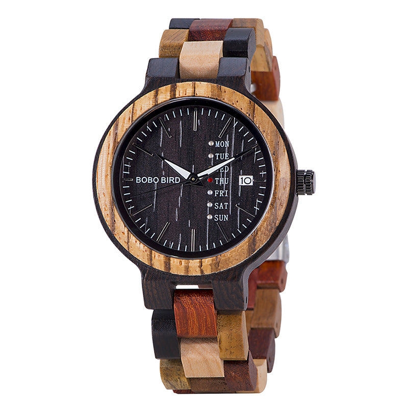 Art Retro Student Couple Wooden Quartz Watch — scale reference