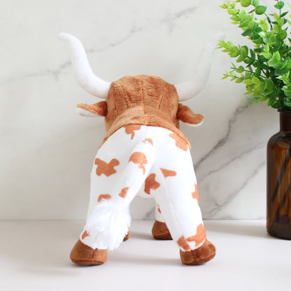 Simulation Longhorn Highland Cow Plush Doll Cartoon Animal — side view