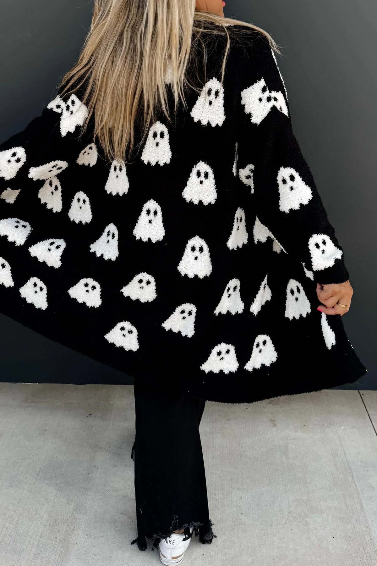 Women's Halloween Ghost Plush Cardigan | Magic Stories