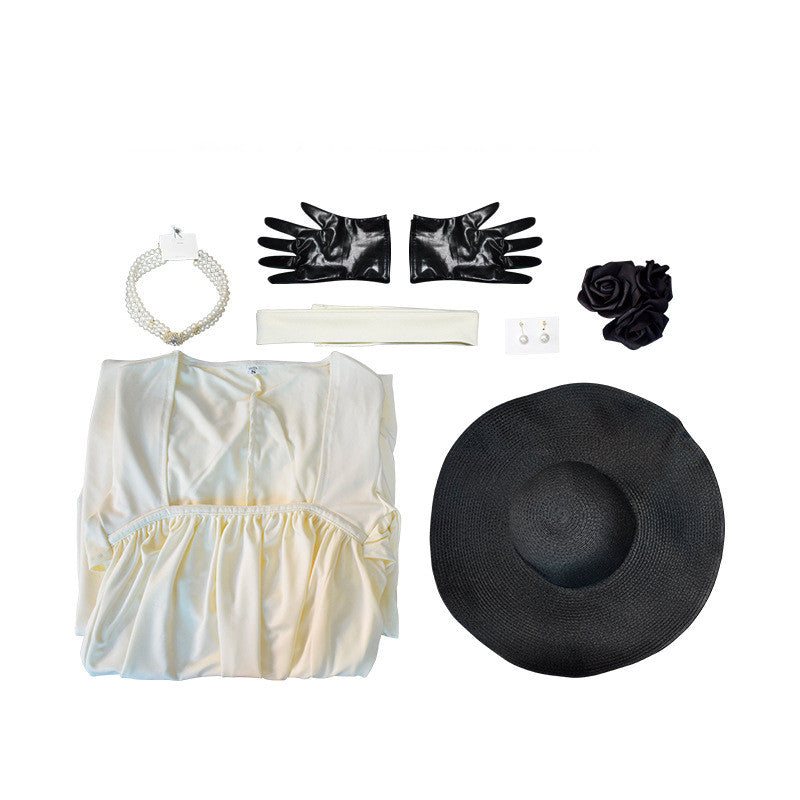Female White Vampire Dress Halloween Costume — detail