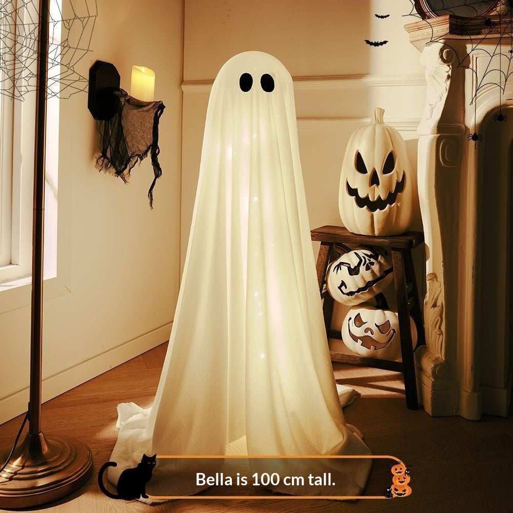 Halloween Pumpkin Lantern Ghost Decoration Prop — back view