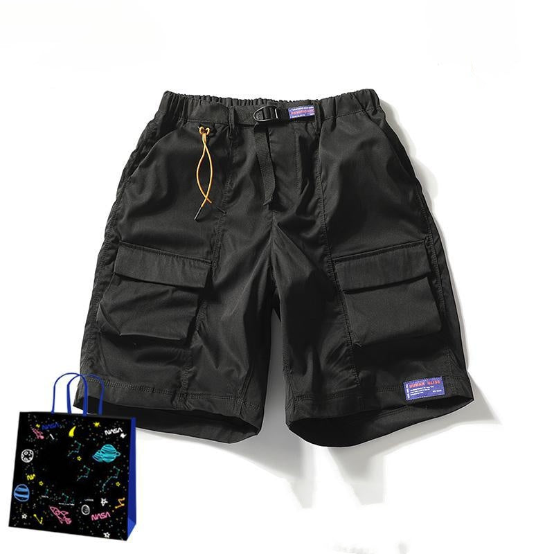 Mens Summer Work Shorts Japanese-style Streetwear Brand Pants — back view