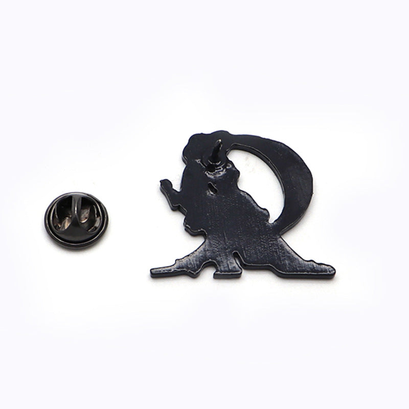 Cartoon anime oil drop brooch — back view