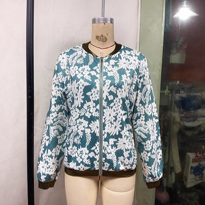 Casual Jacket Slim-fit Zipper Printed Jacket — side view