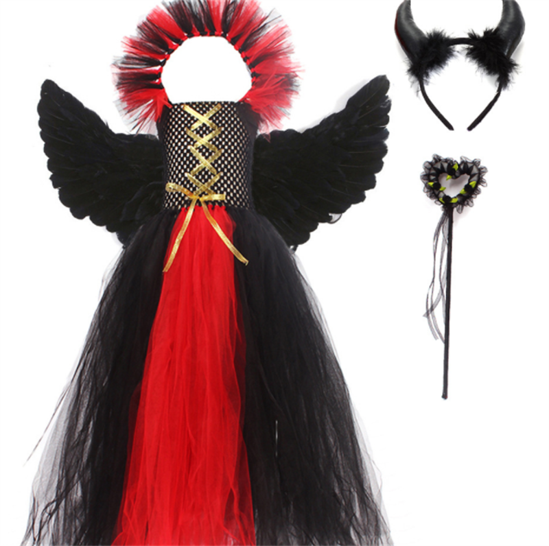 Halloween Little Devil Cosplay Gothic Dress — back view