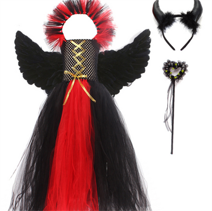 Halloween Little Devil Cosplay Gothic Dress — back view