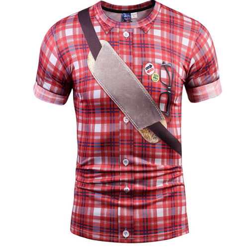 Fake Vest men short sleeve hip hop Fashion Man Slim Fit t-shirt Halloween cosplay — side view