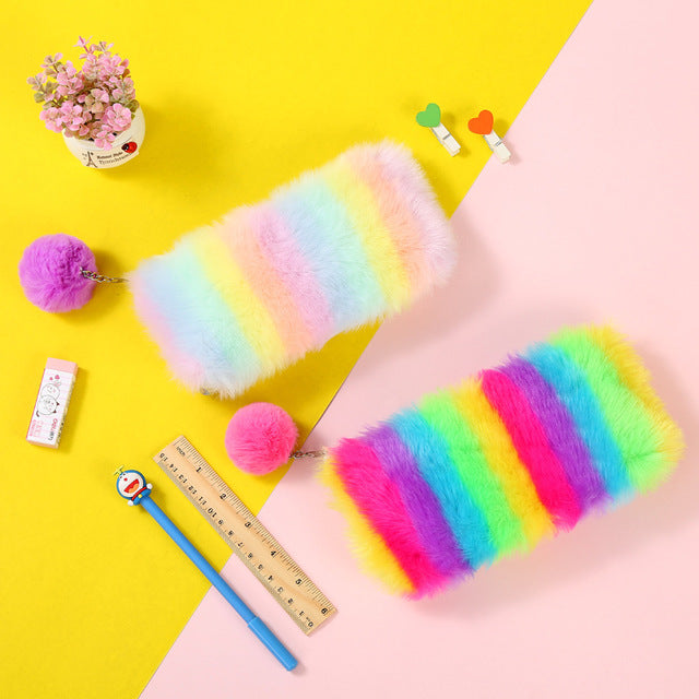 Rainbow plush stationery storage bag | Magic Stories