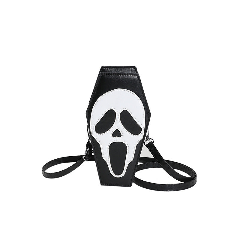 Halloween Coffin-Shape Shoulder Bag — in use