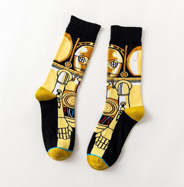 Star Wars Yoda & R2-D2 Cosplay Crew Socks - Novelty — side view