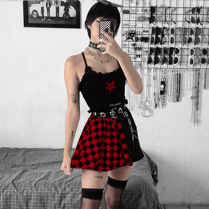 Skirt Gothic Plaid A Line Mini Skirts | Magic Stories